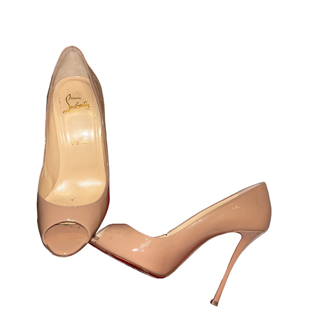 christian louboutin Paris France worn once YOOTISH 100 Patent PK1A NUDE 38 8